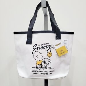 NWT Japan Peanuts Snoopy Mini Tote Bag Black Charlie Brown